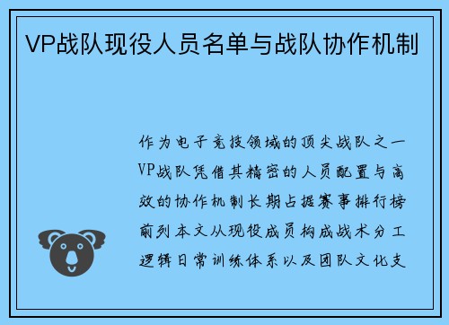 VP战队现役人员名单与战队协作机制